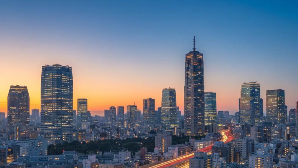 Alacakaranlıkta bir Tokyo sokağında, telefonunda bağlı bir mobil sinyal gösteren Avustralyalı gezgin