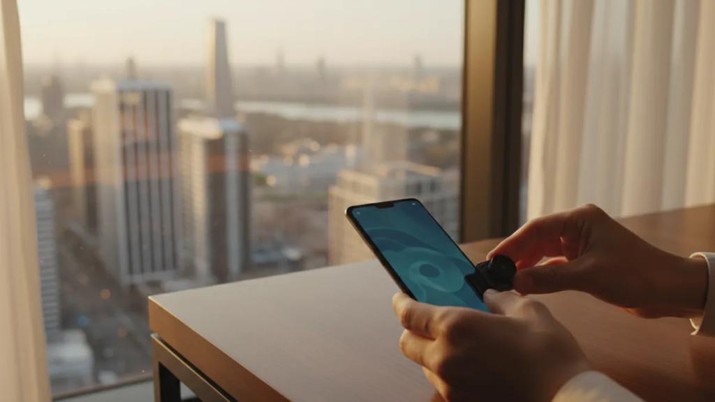 Seyahat öncesi mobil şebeke ayarlarını gösteren, yan yana duran iki Android telefon