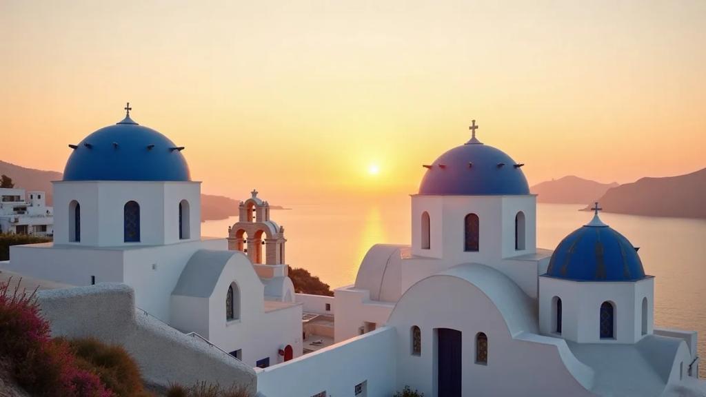 Gün batımında Santorini'de bir uçurumun tepesinde telefonunun çekip çekmediğini kontrol eden gezgin
