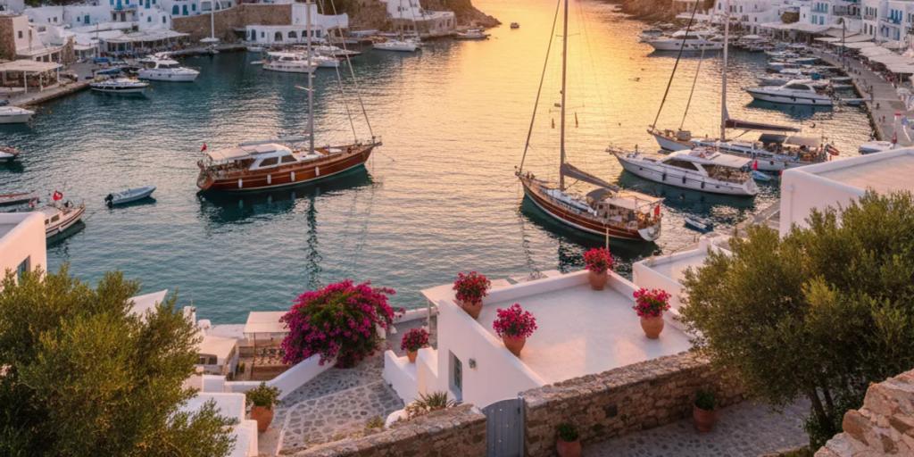 Alacakaranlıkta Ibiza Town limanının üzerinde yükselen Dalt Vila'nın surlarla çevrili duvarları